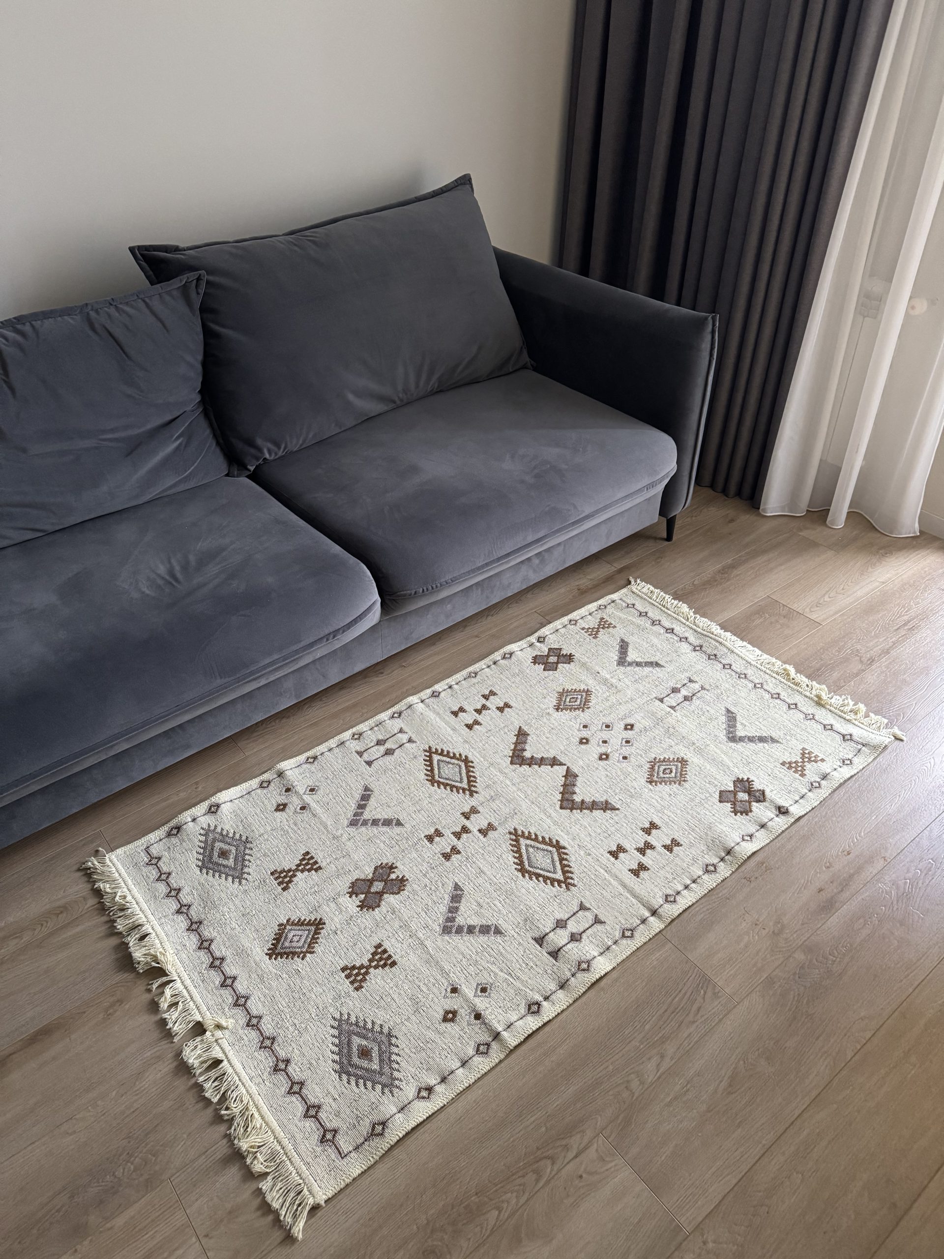 Бавовняний двосторонній килим AM 005 Cream Beige