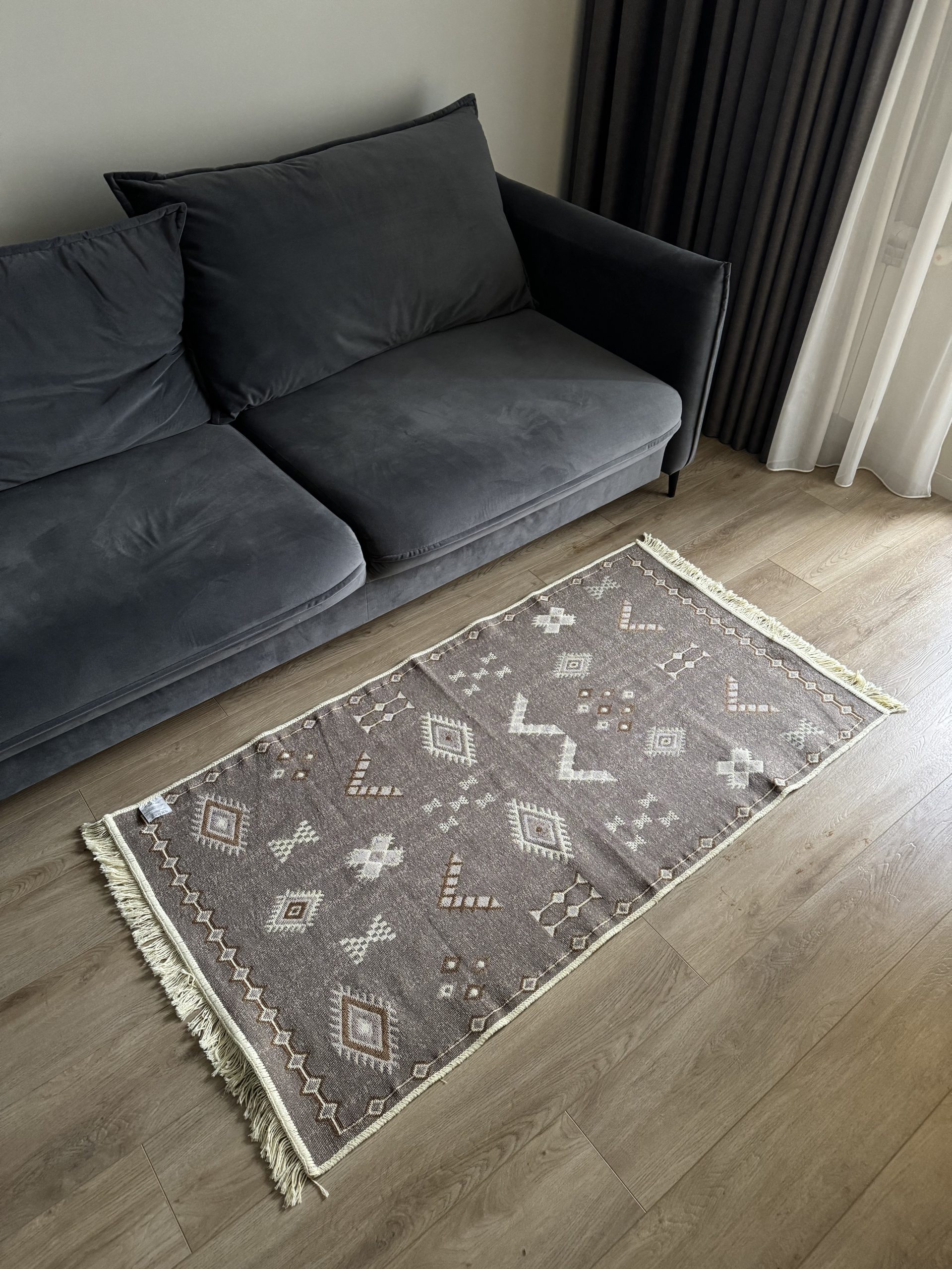 Бавовняний двосторонній килим AM 005 Cream Beige