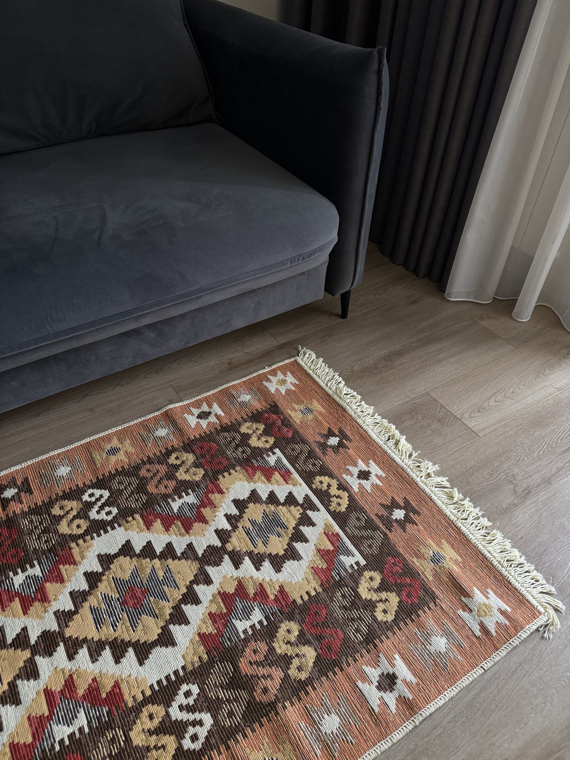 Бавовняний двосторонній килим у етнічному стилі LM 02 MULTY