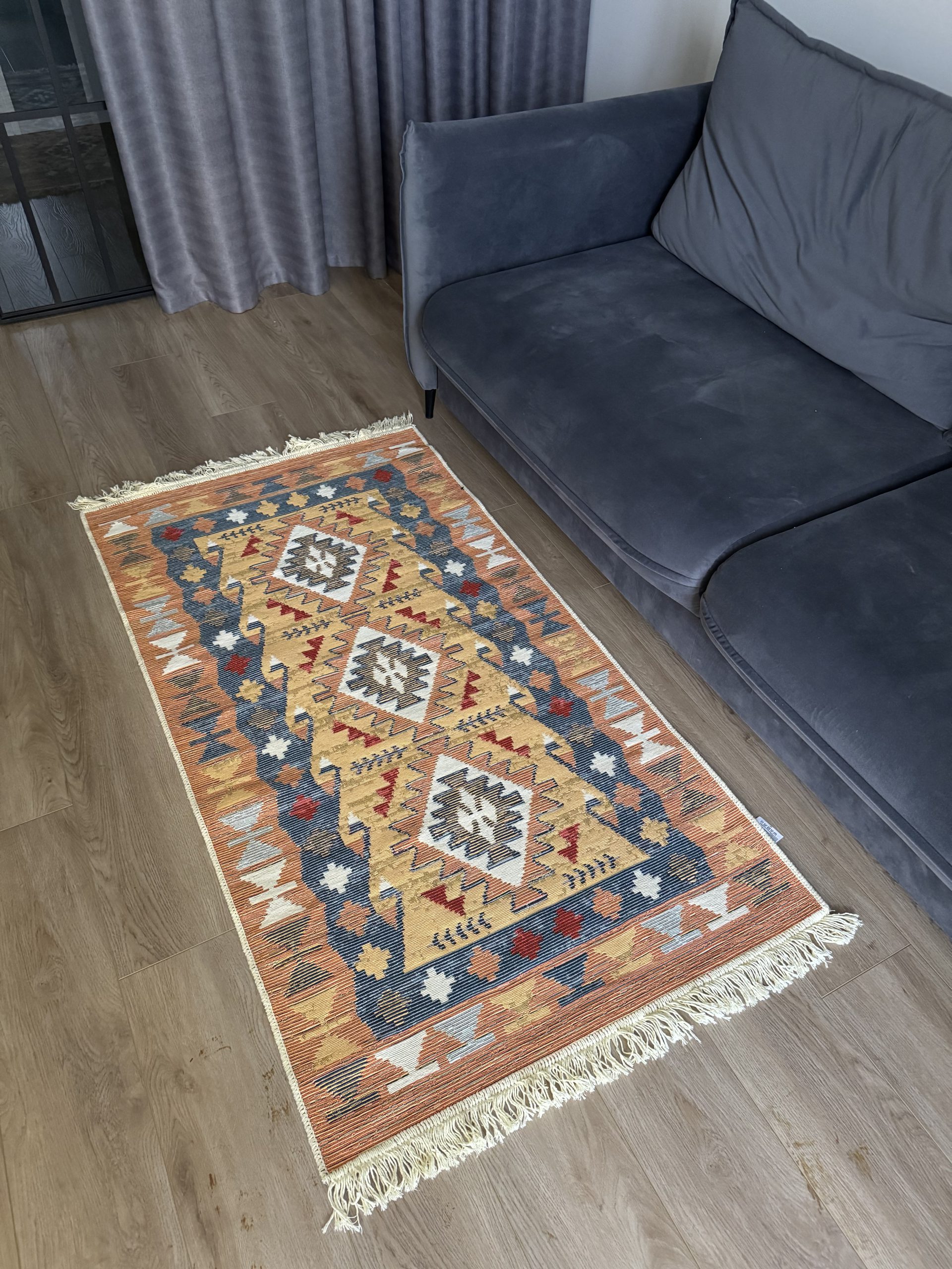 Бавовняний двосторонній килим у етнічному стилі LM 01 MULTY