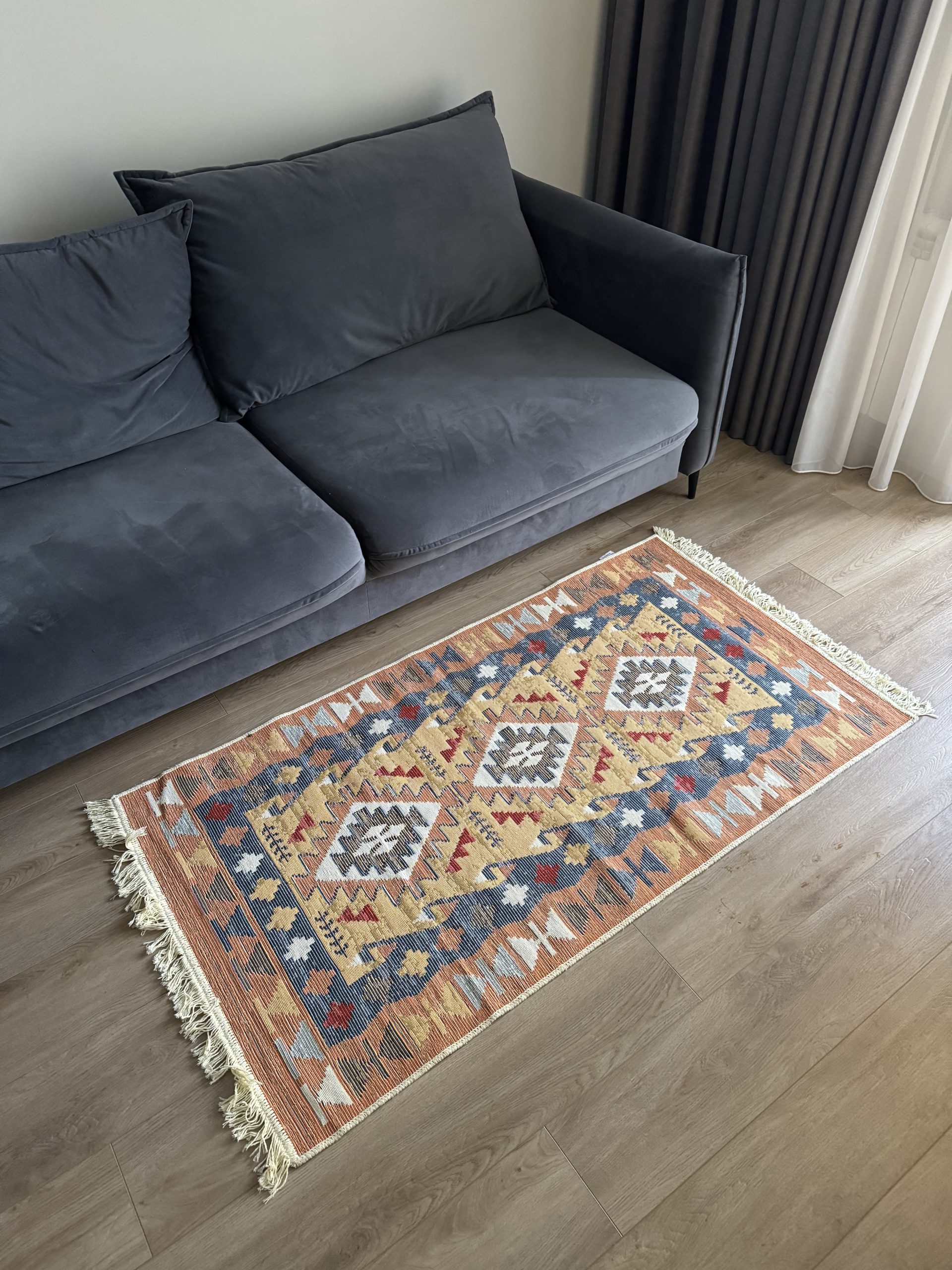 Бавовняний двосторонній килим у етнічному стилі LM 01 MULTY