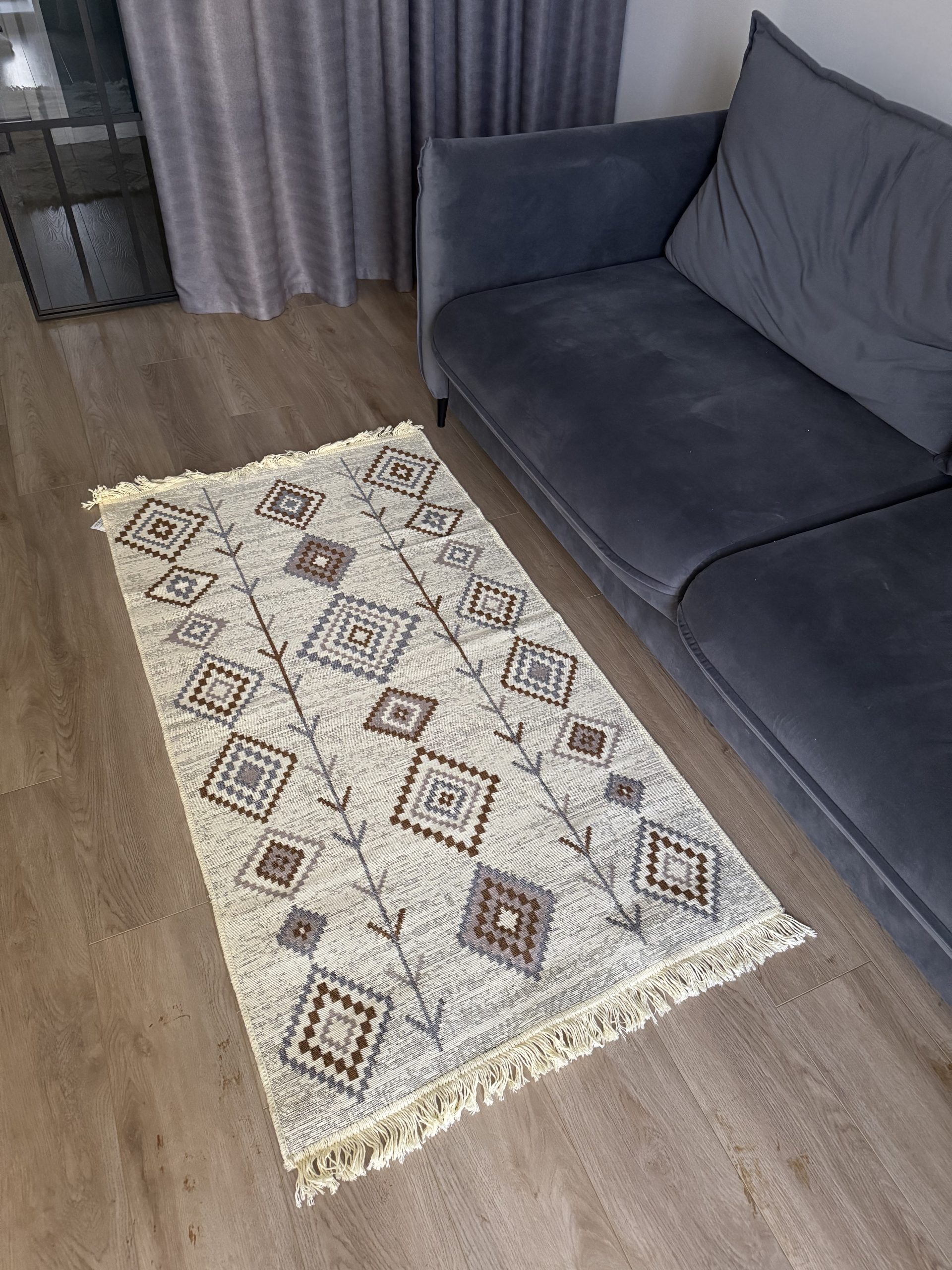 Бавовняний двосторонній килим AM 002 GREY