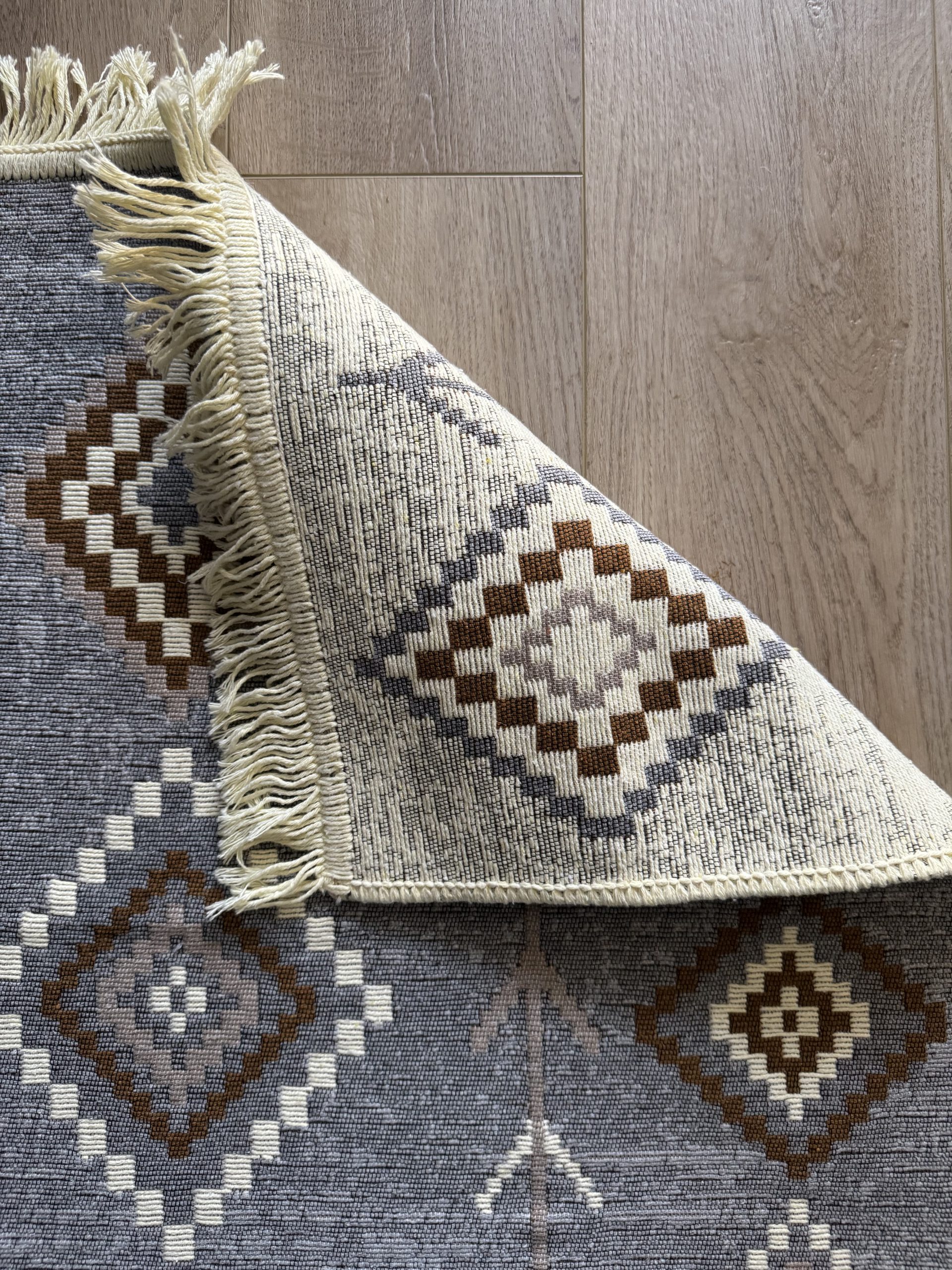 Бавовняний двосторонній килим AM 002 GREY