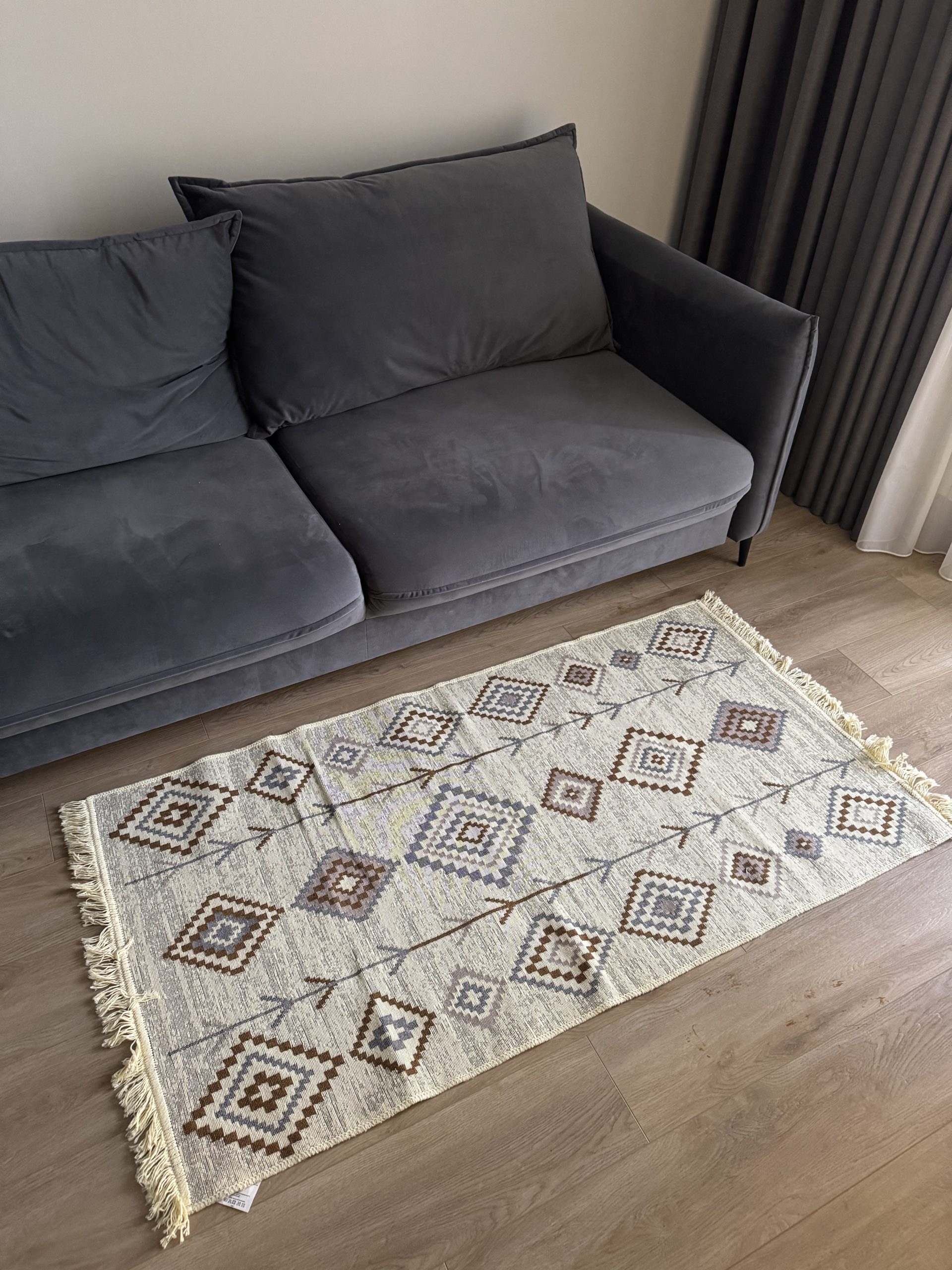 Бавовняний двосторонній килим AM 002 GREY