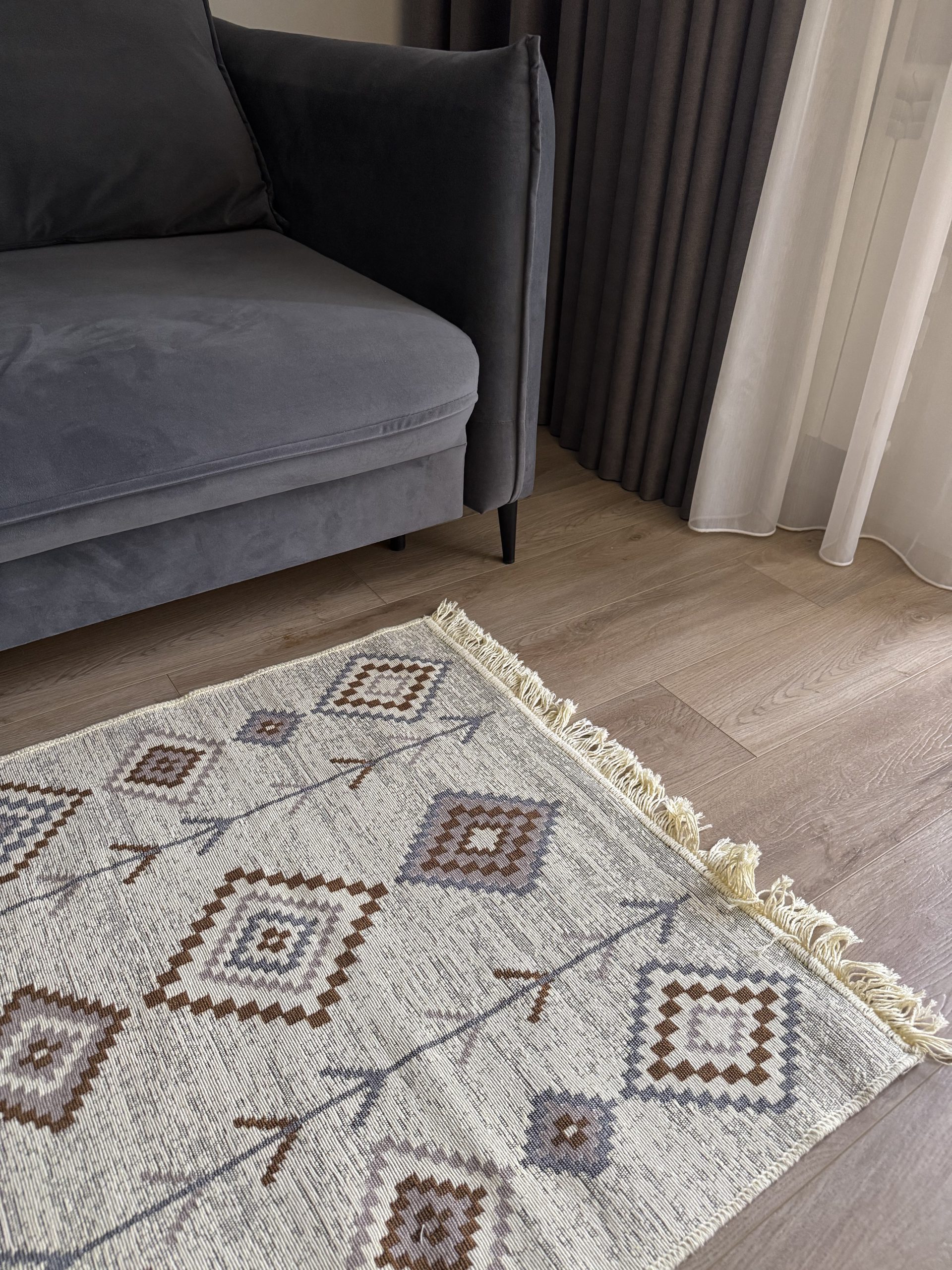 Бавовняний двосторонній килим AM 002 GREY