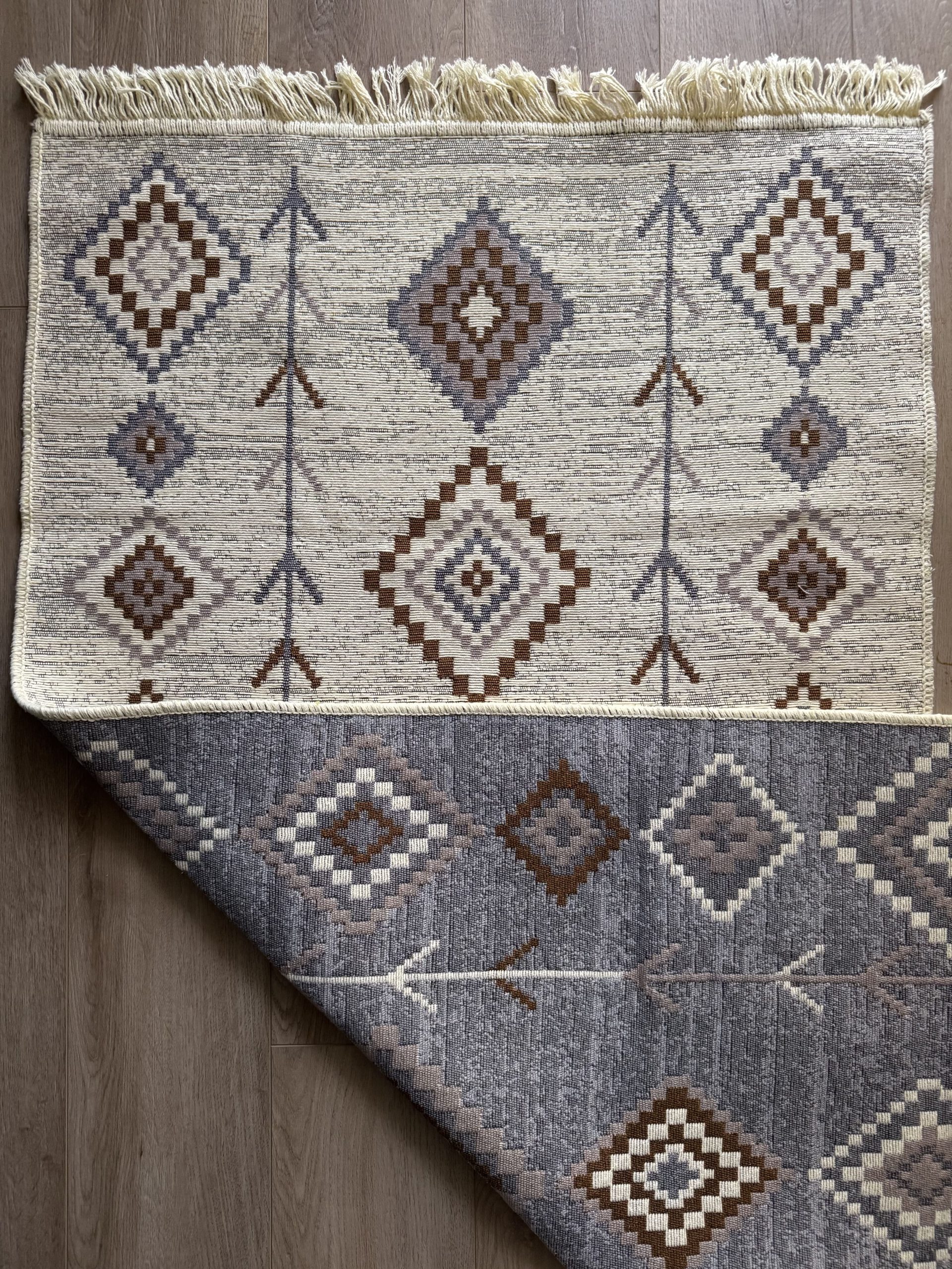 Бавовняний двосторонній килим AM 005 Cream Beige