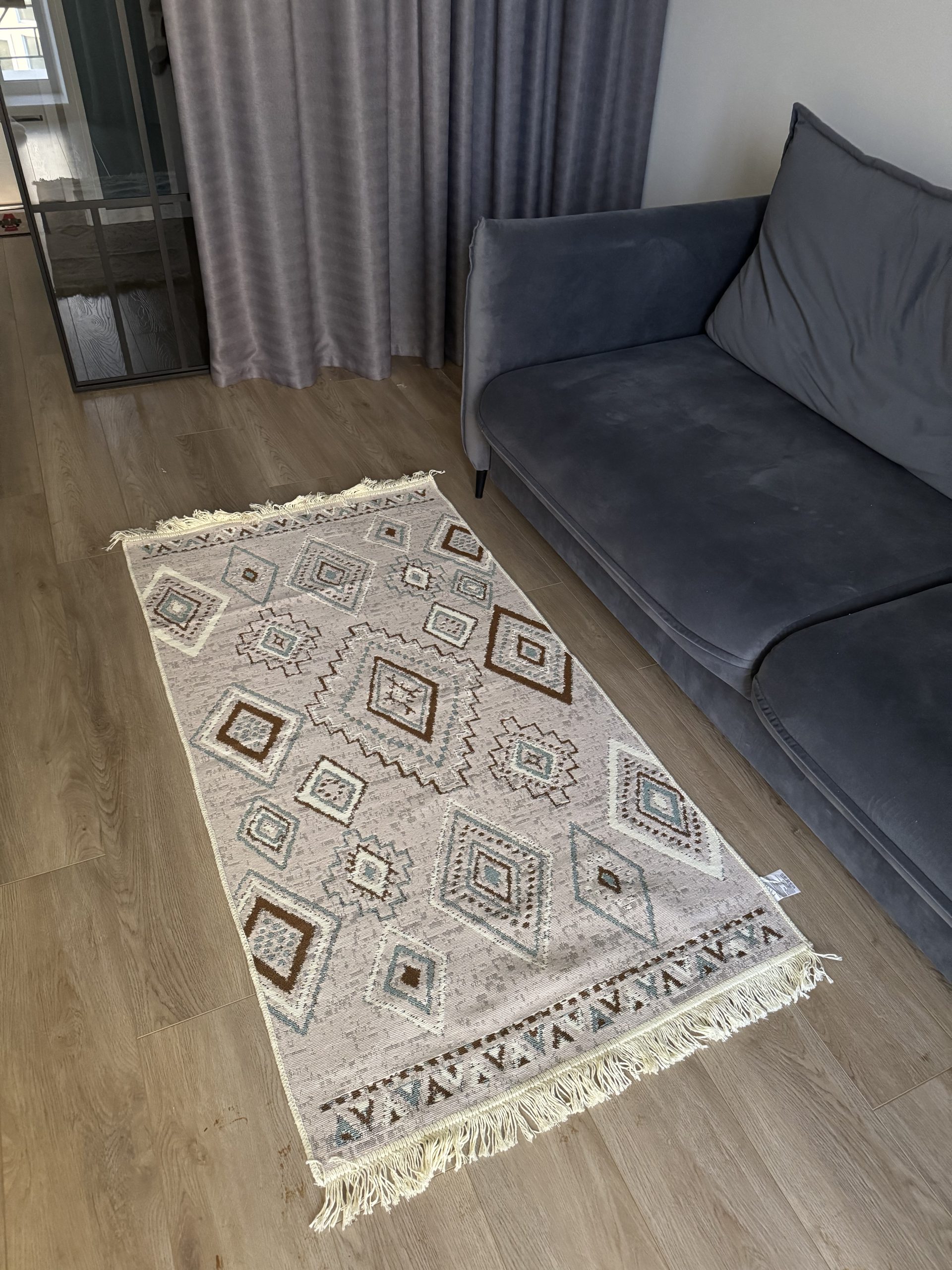 Бавовняний двосторонній килим AM 001 BEIGE AQUA