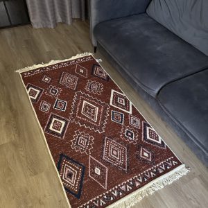 Бавовняний двосторонній килим AM 001 BEIGE RED