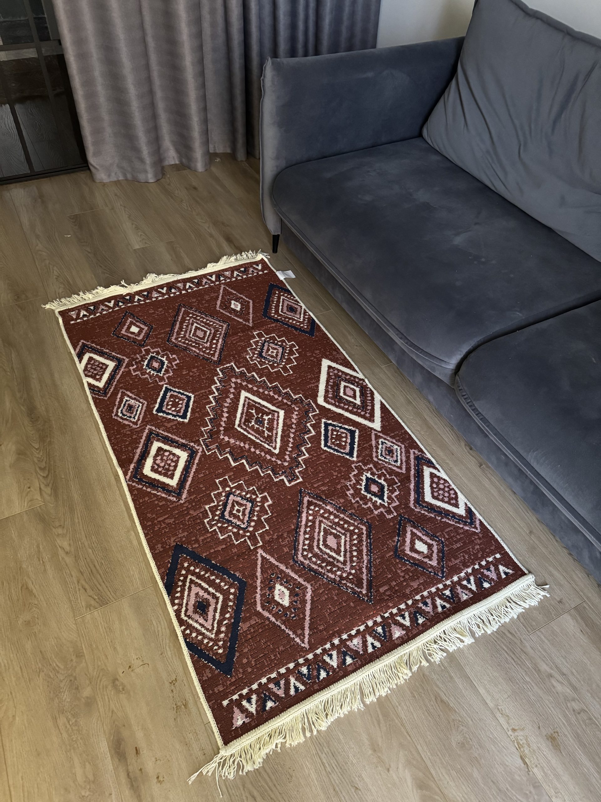 Бавовняний двосторонній килим AM 001 BEIGE RED