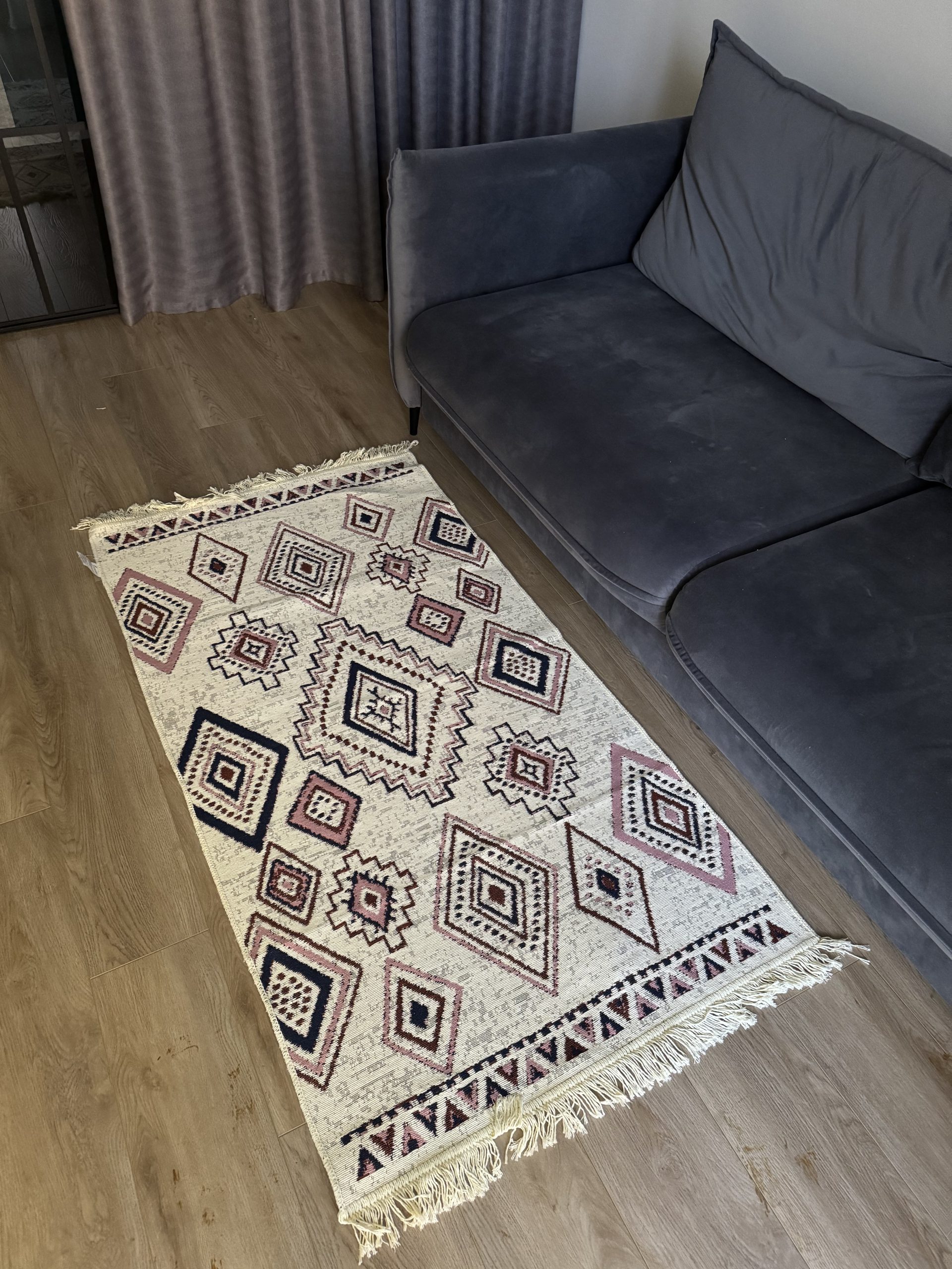 Бавовняний двосторонній килим AM 001 BEIGE RED