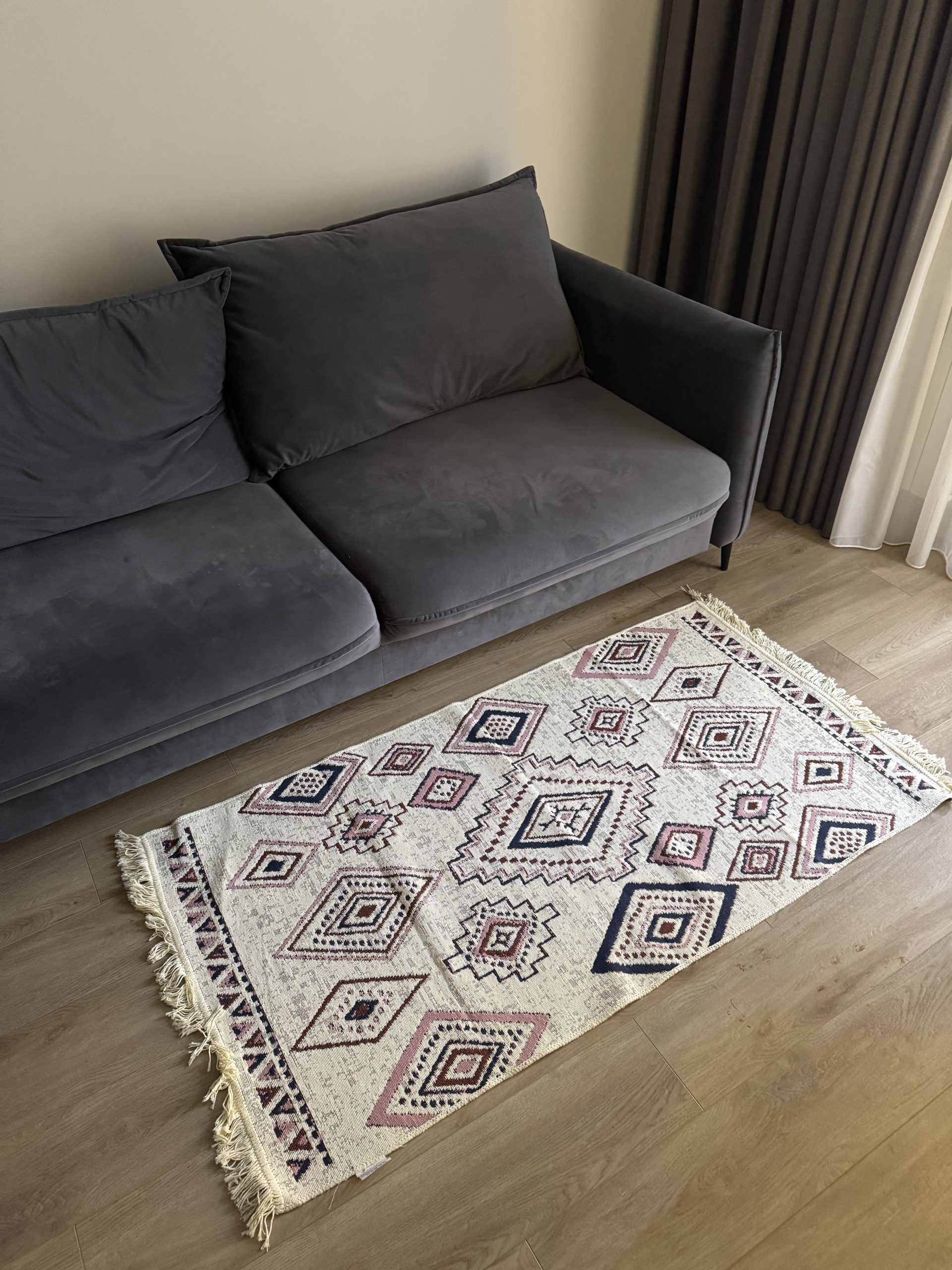 Бавовняний двосторонній килим AM 001 BEIGE RED