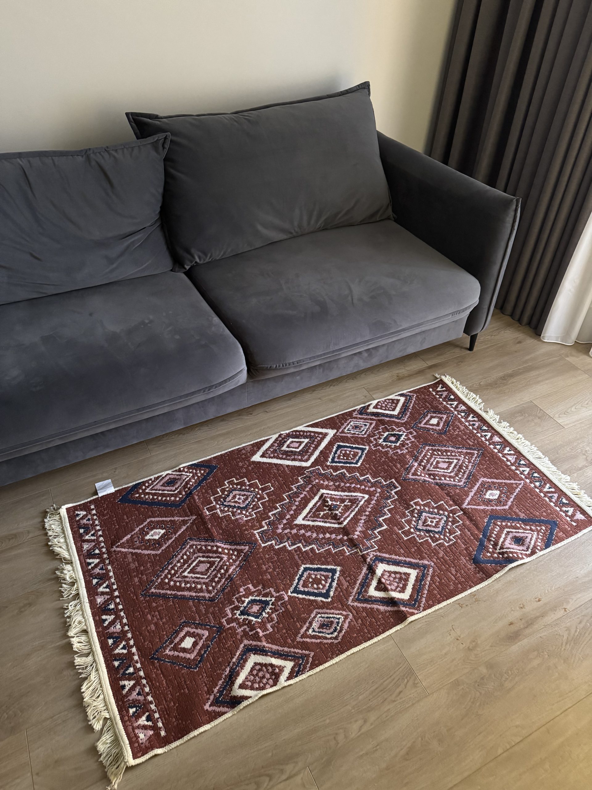 Бавовняний двосторонній килим AM 001 BEIGE RED