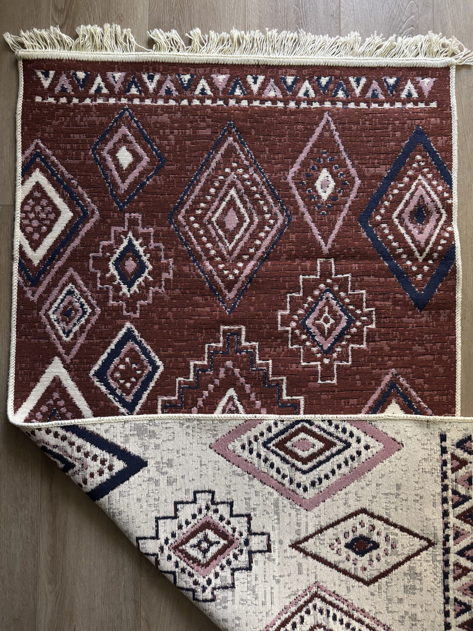 Бавовняний двосторонній килим AM 001 BEIGE RED