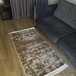 Бавовняний двосторонній килим у мінімалістичному стилі 975 BROWN WHITE