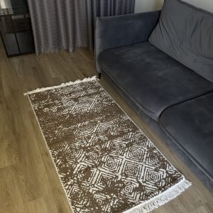 Бавовняний двосторонній килим у мінімалістичному стилі 975 BROWN WHITE