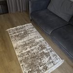 Бавовняний двосторонній килим у мінімалістичному стилі 975 BROWN WHITE