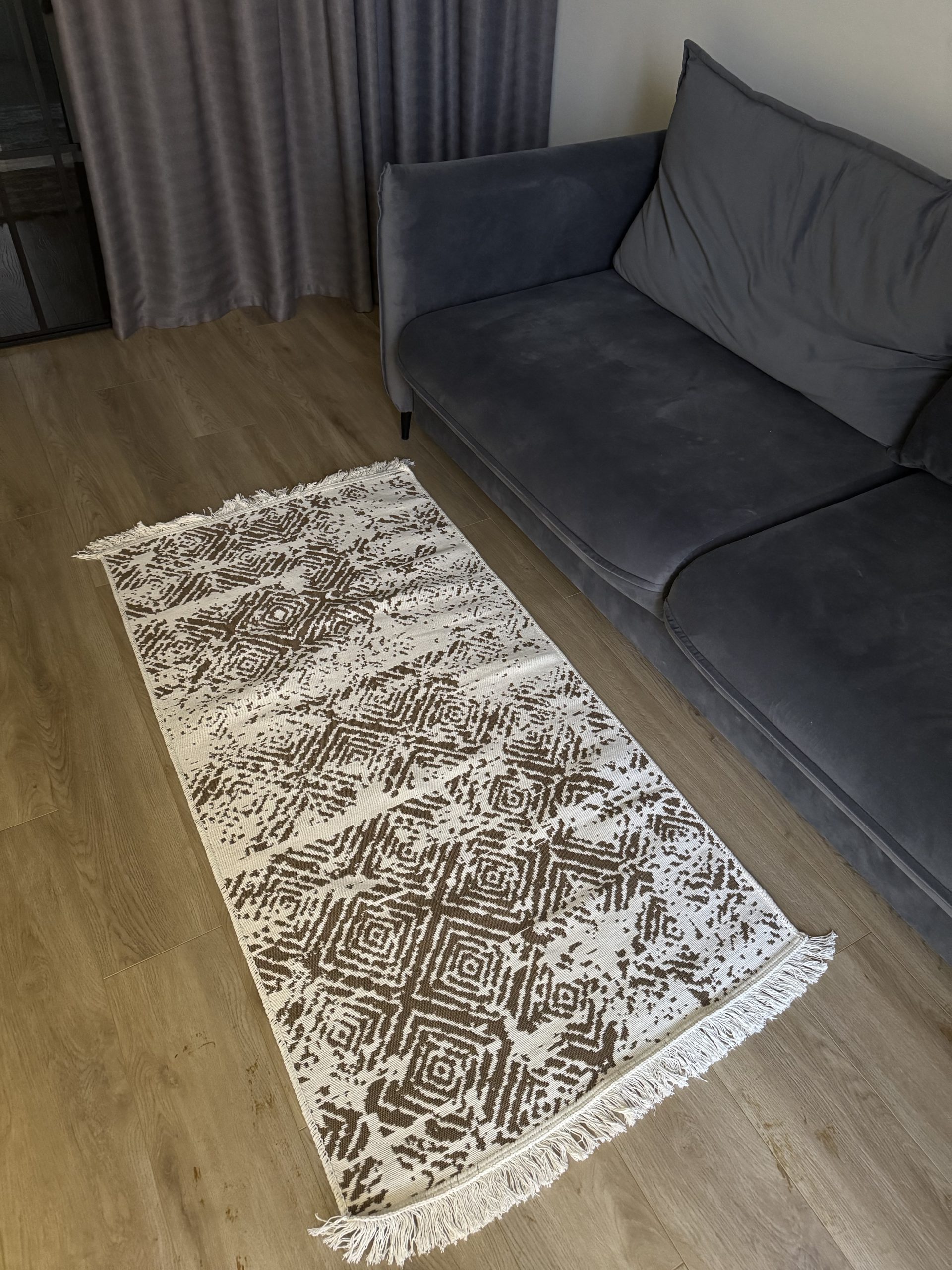 Бавовняний двосторонній килим у мінімалістичному стилі 975 BROWN WHITE