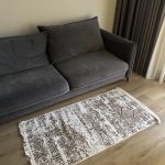 Бавовняний двосторонній килим у мінімалістичному стилі 975 BROWN WHITE