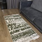 Бавовняний двосторонній килим у мінімалістичному стилі 975 GREEN