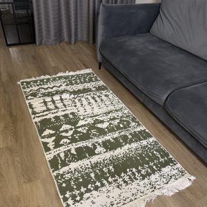 Бавовняний двосторонній килим у мінімалістичному стилі 975 GREEN