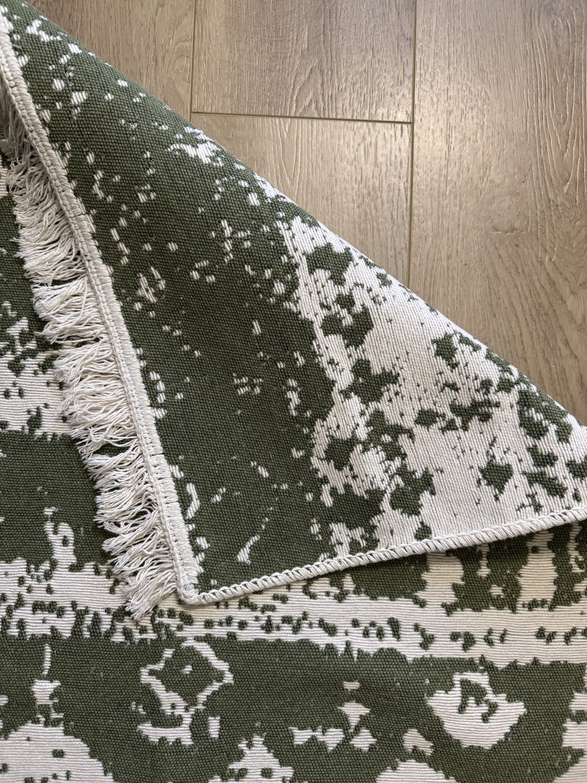 Бавовняний двосторонній килим у мінімалістичному стилі 975 GREEN