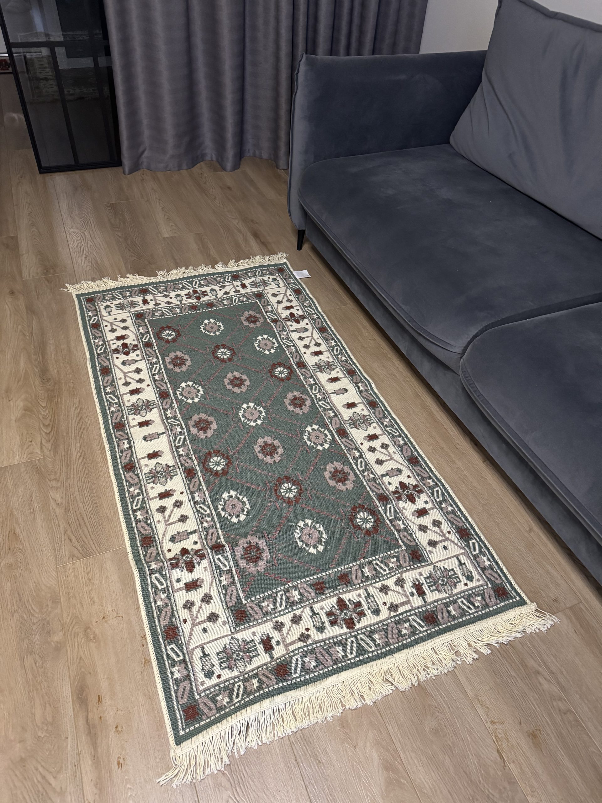 Бавовняний двосторонній килим AM 006 GREEN RED