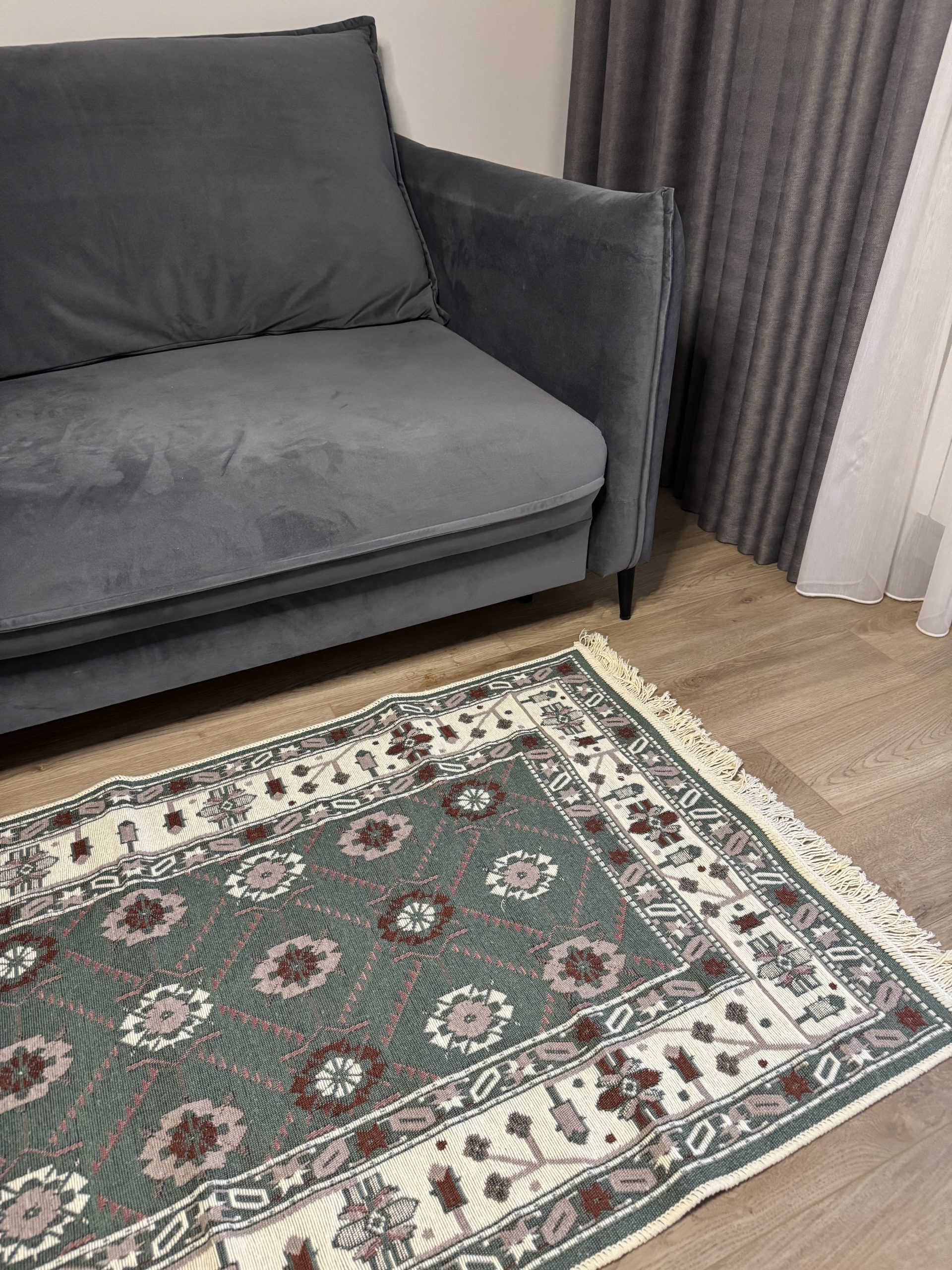 Бавовняний двосторонній килим AM 006 GREEN RED