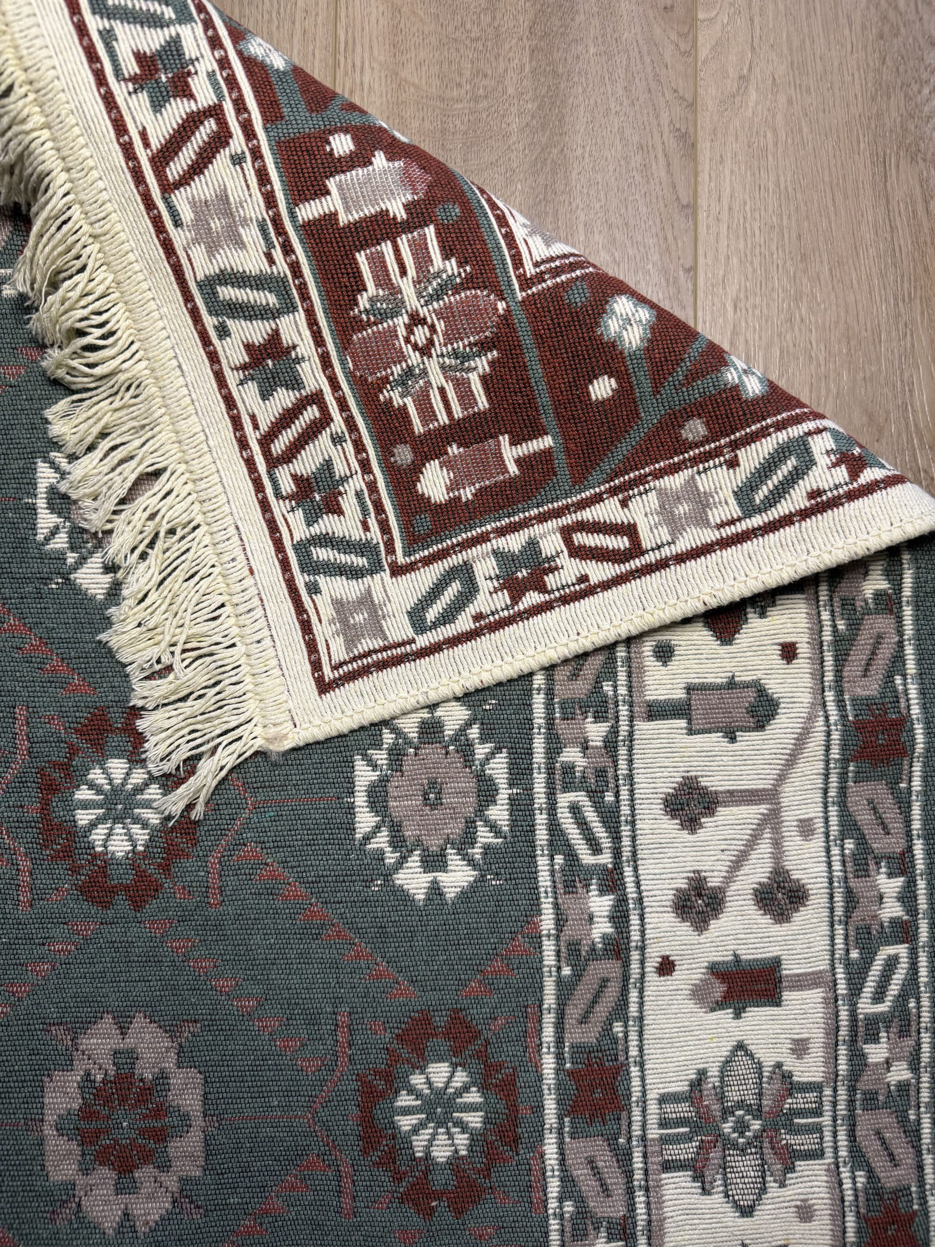 Бавовняний двосторонній килим AM 006 GREEN RED