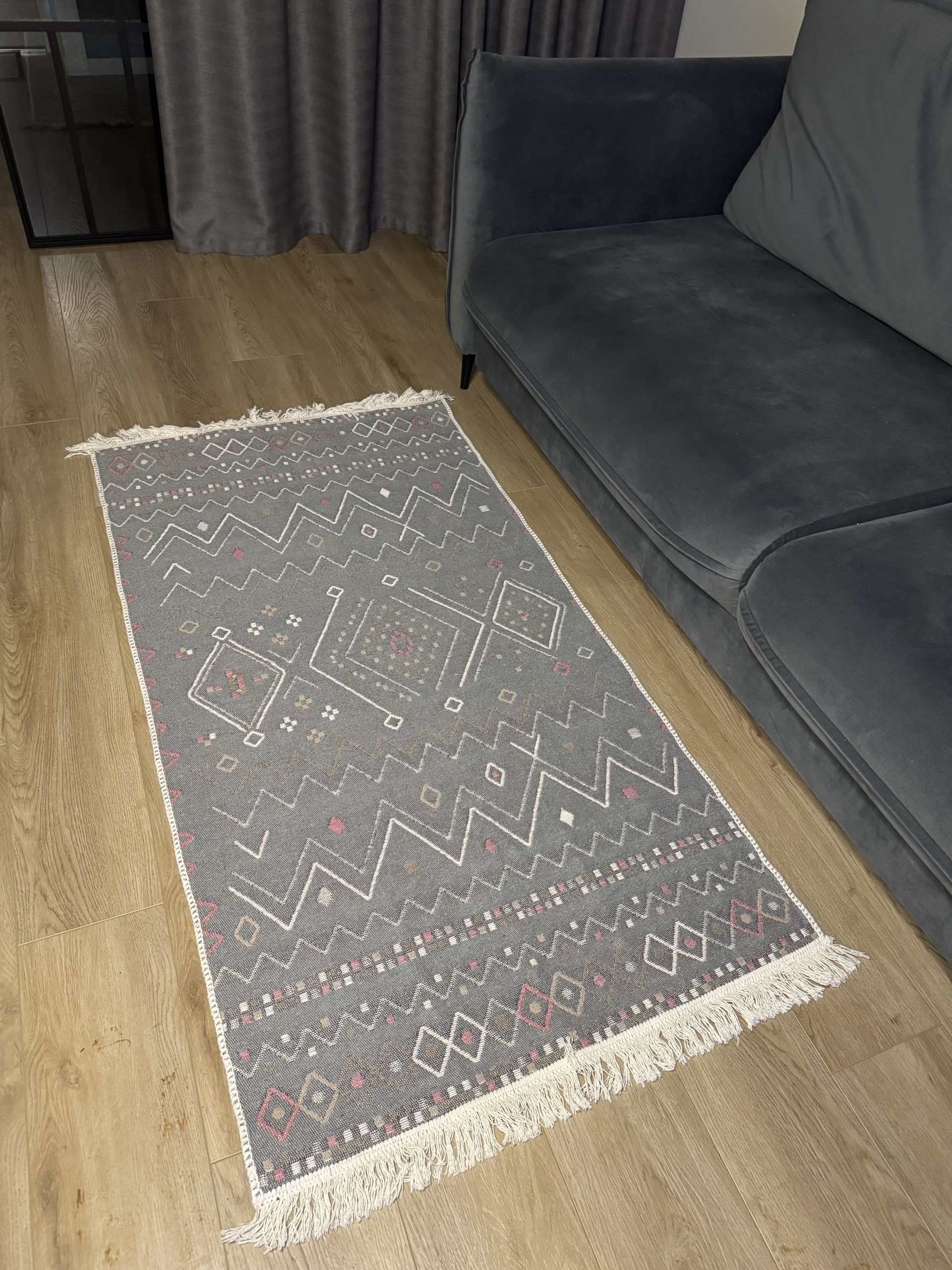 Бавовняний двосторонній килим AB 05 BEIGE PINK