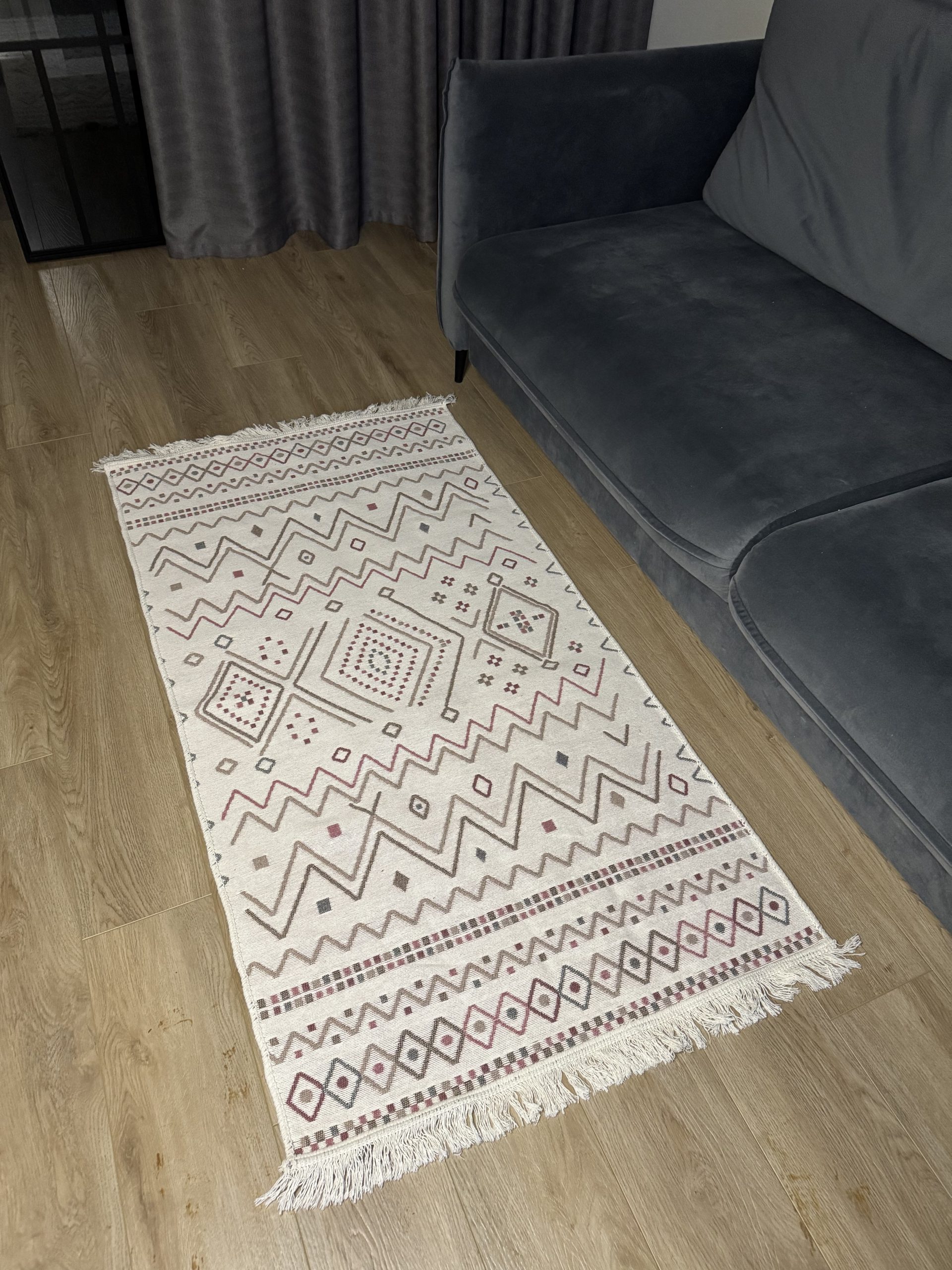 Бавовняний двосторонній килим AB 05 BEIGE PINK