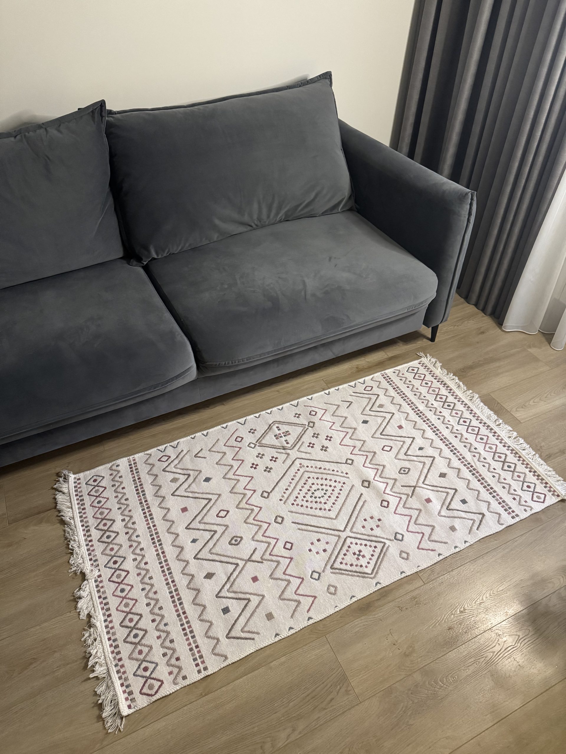 Бавовняний двосторонній килим AB 05 BEIGE PINK