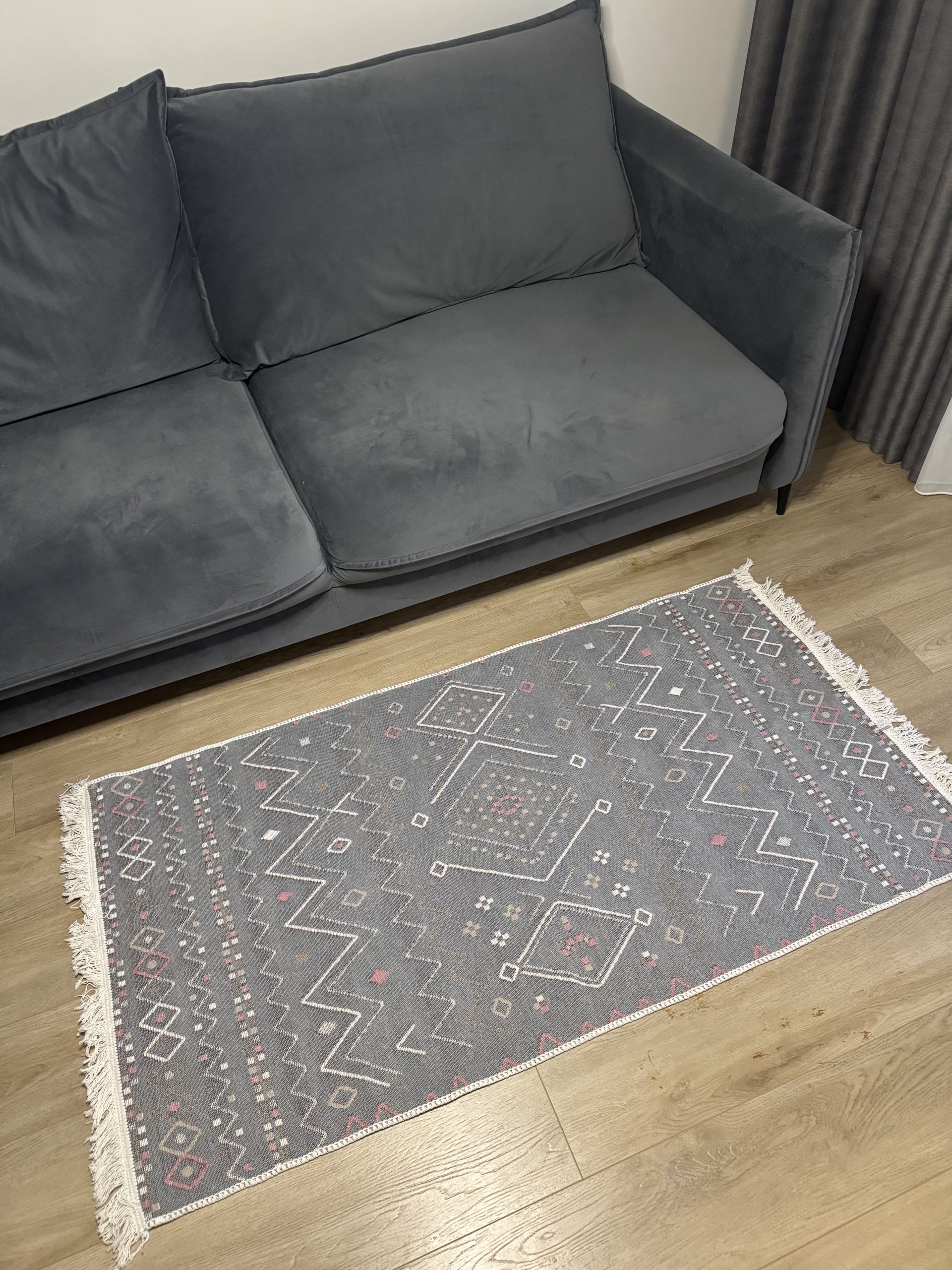 Бавовняний двосторонній килим AB 05 BEIGE PINK