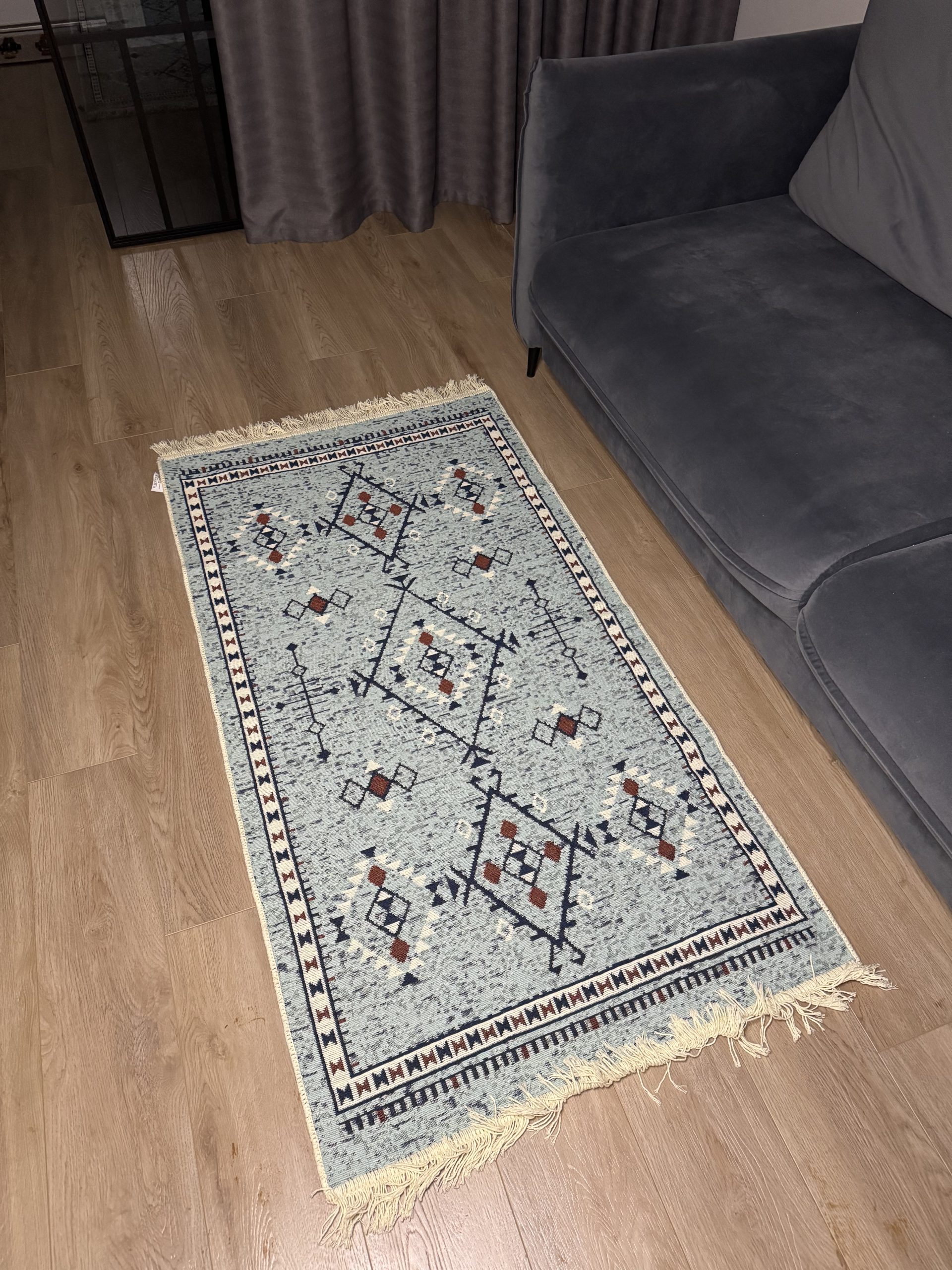 Бавовняний двосторонній килим AM 007 BLUE AQUA