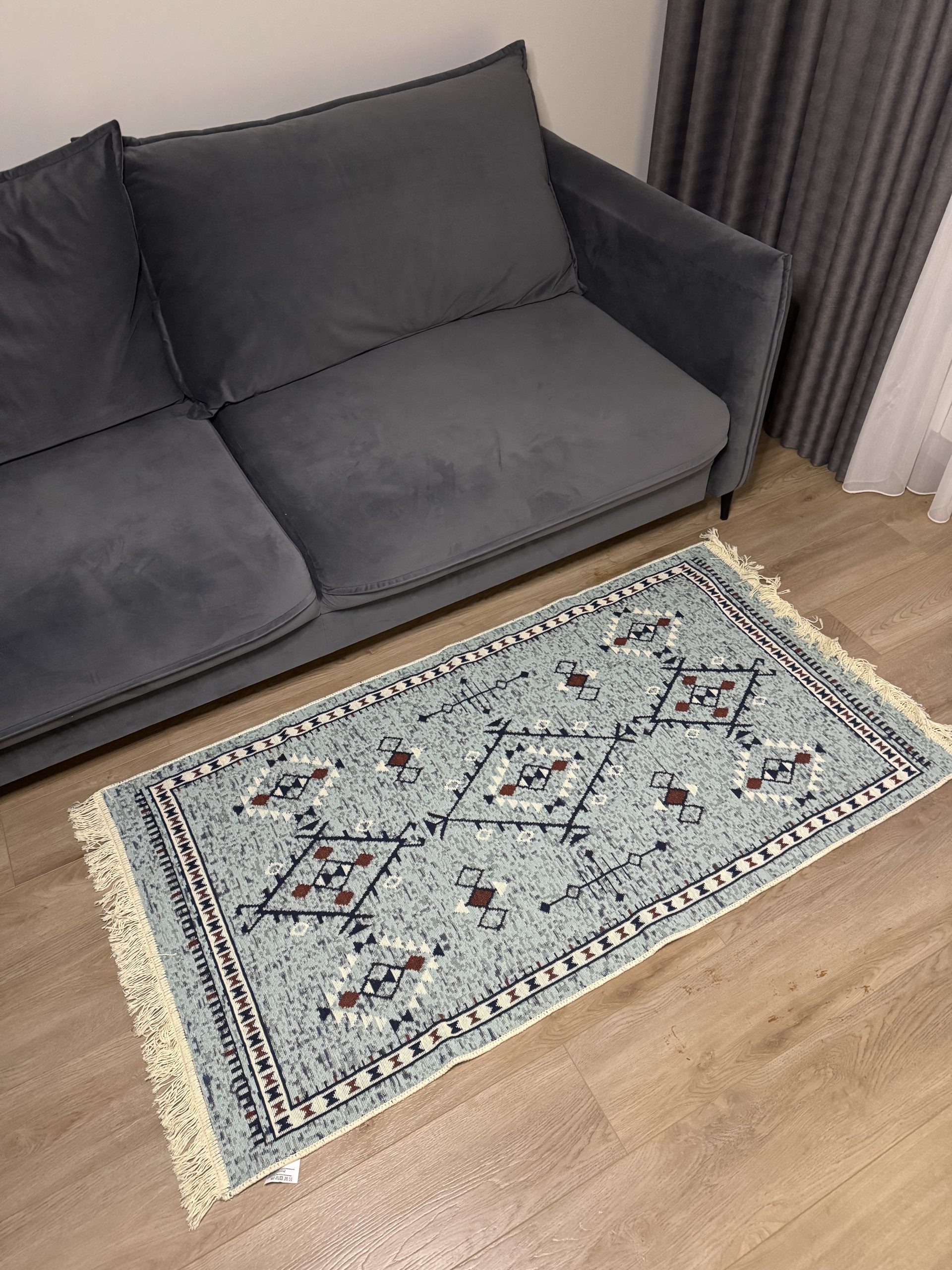 Бавовняний двосторонній килим AM 007 BLUE AQUA