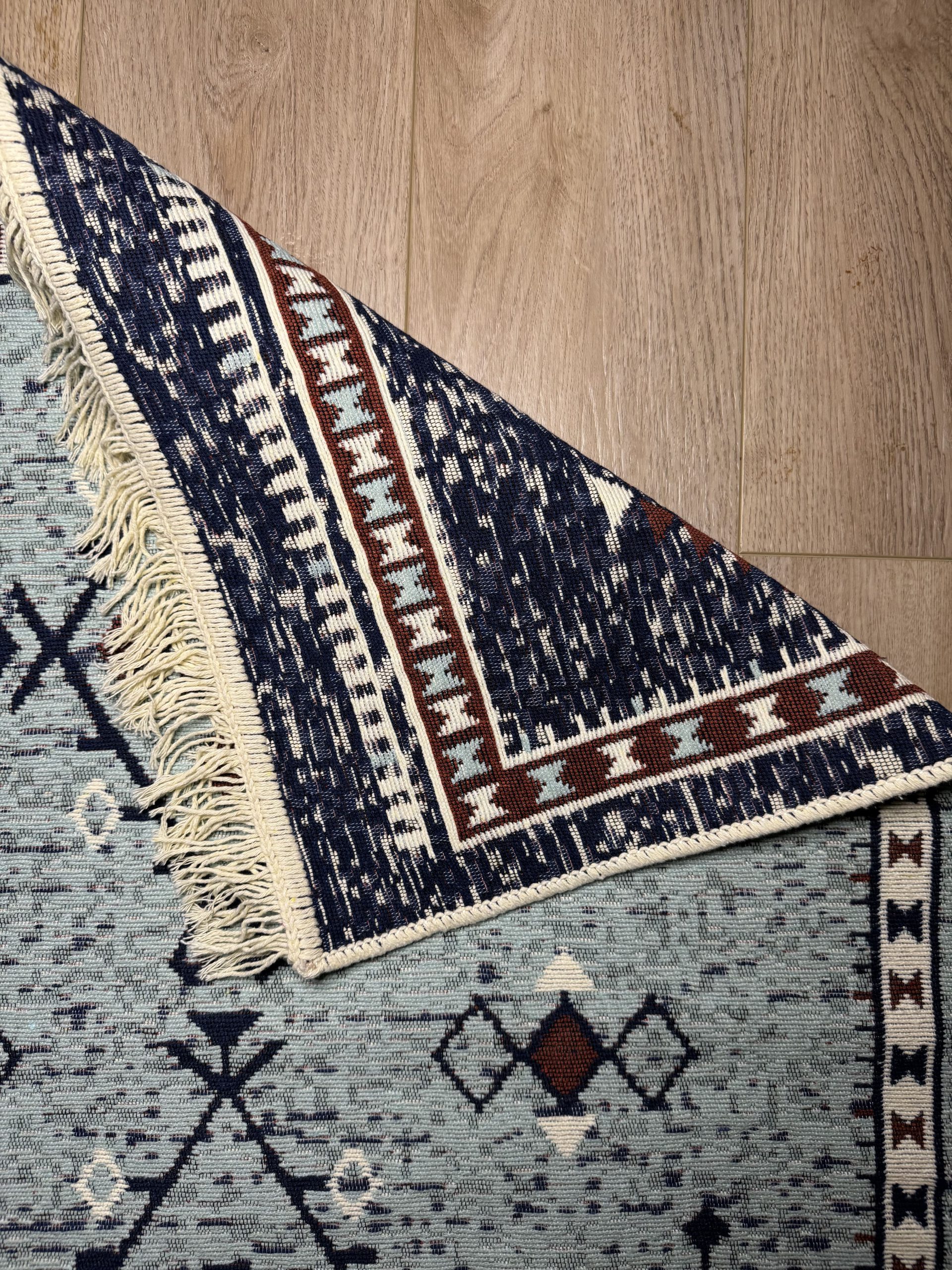 Бавовняний двосторонній килим AM 007 BLUE AQUA