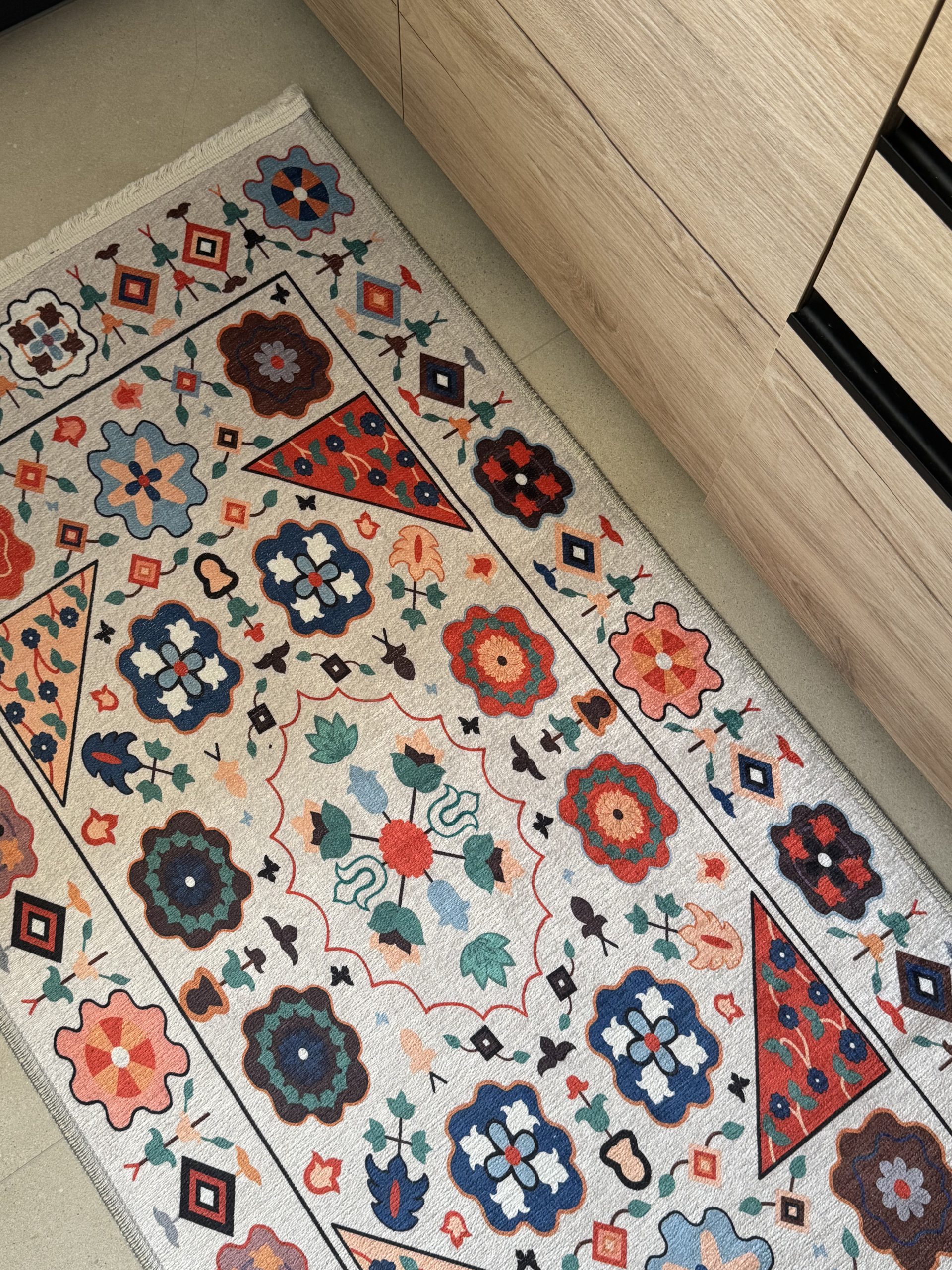 Безворсовий антиковзаючий килим з шенілу “Квіткова Мозаїка”